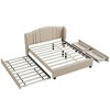 Upholstered Platform Bed With Wingback Headboard, Queen Size Bed Frame With Twin Trundle, 2 Drawers, No Box Spring Needed - 4 of 4