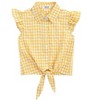 Girls Tops and Skirts Set Tie Front Knot Plaid Tops with Ruffle Skirts Short Sleeve Button Down Shirts Co-ords for Gilr,Toddler - 4 of 4