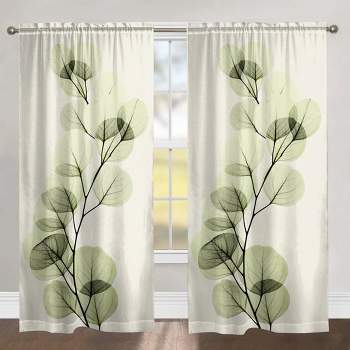 Laural Home Green X-Ray of Eucalyptus Leaves 84" Sheer Window Panel, 1pc