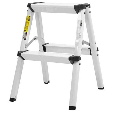 Cesicia White Aluminum 2 Step Folding Ladder