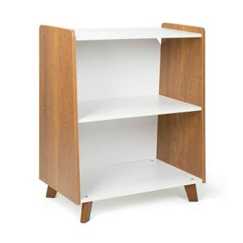 Morgan Mid-Century 2 Shelf Kids' Bookcase Wood/White - Humble Crew