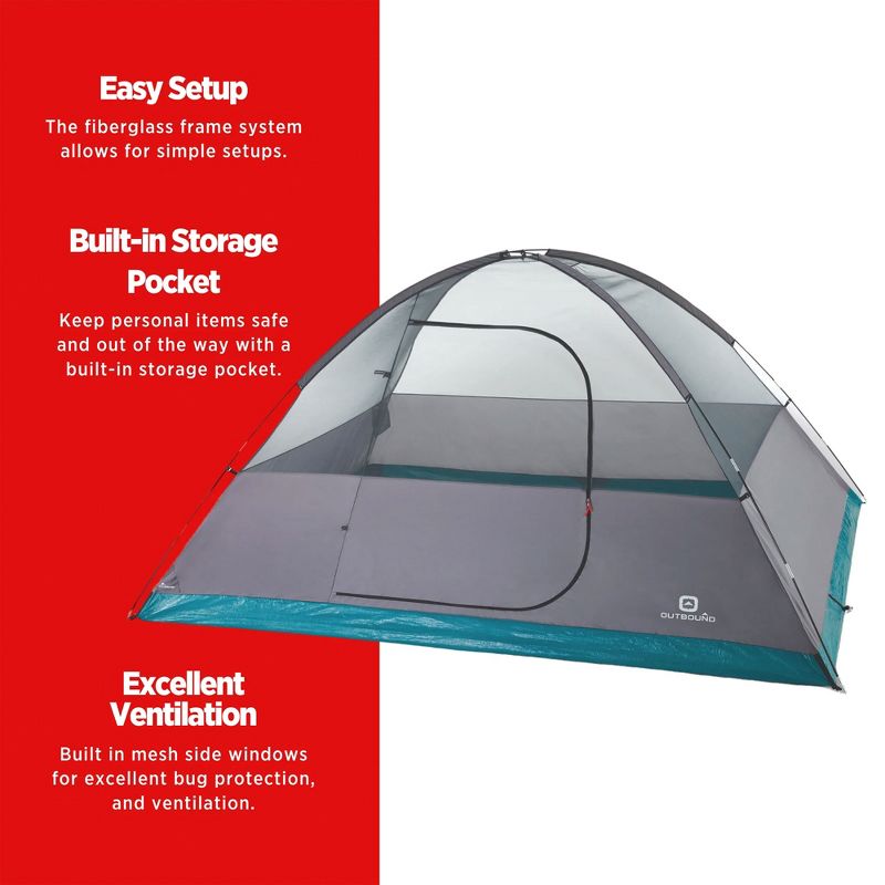 Outbound 8 Person 3 Season Lightweight Dome Camping Tent, Room Divider, Heavy Duty 600mm Coated Blackout Rainfly and Zip Up Carrying Bag, White/Gray, 5 of 7