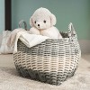 Zita Round Resin Woven Wicker Multi-Use Storage Basket with Handles - 18" x 18" x 15.7" - White-Gray - For Towel - 2 of 4