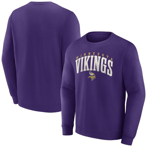 Nfl Minnesota Vikings Men's Varsity Letter Long Sleeve Crew Fleece