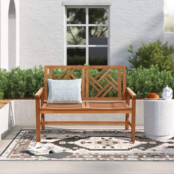 LuxenHome Carmel Solid Wood Outdoor Loveseat Park Bench