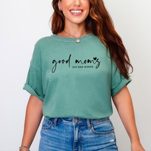 Simply Sage Market Good Mom's Say Bad Words Heart Garment Dyed Tee - 1 of 4
