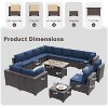 ALAULM 15 Pieces Patio Furniture Set, Rattan Wicker Outdoor Conversation Sets, Furniture Sofa Set w/43in Propane Fire Pit Table - 4 of 4