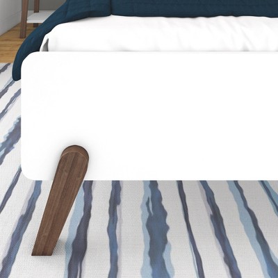 Mid-Century Modern Twin Platform Bed with White and Walnut Wood Frame