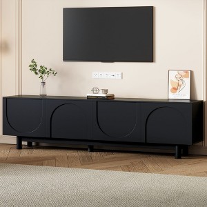 Sapphtopaz TV Stands for Living Room Retro Entertainment Center with Fluted Glass Doors, TV Console with 2 Drawers and Cabinets - 1 of 4