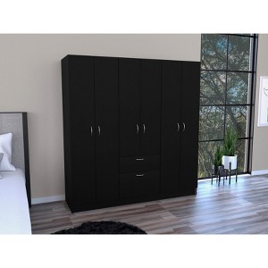 TIRAMISUBEST 6-Door Armoire - Black/White Engineered Wood Storage Cabinet - 1 of 4