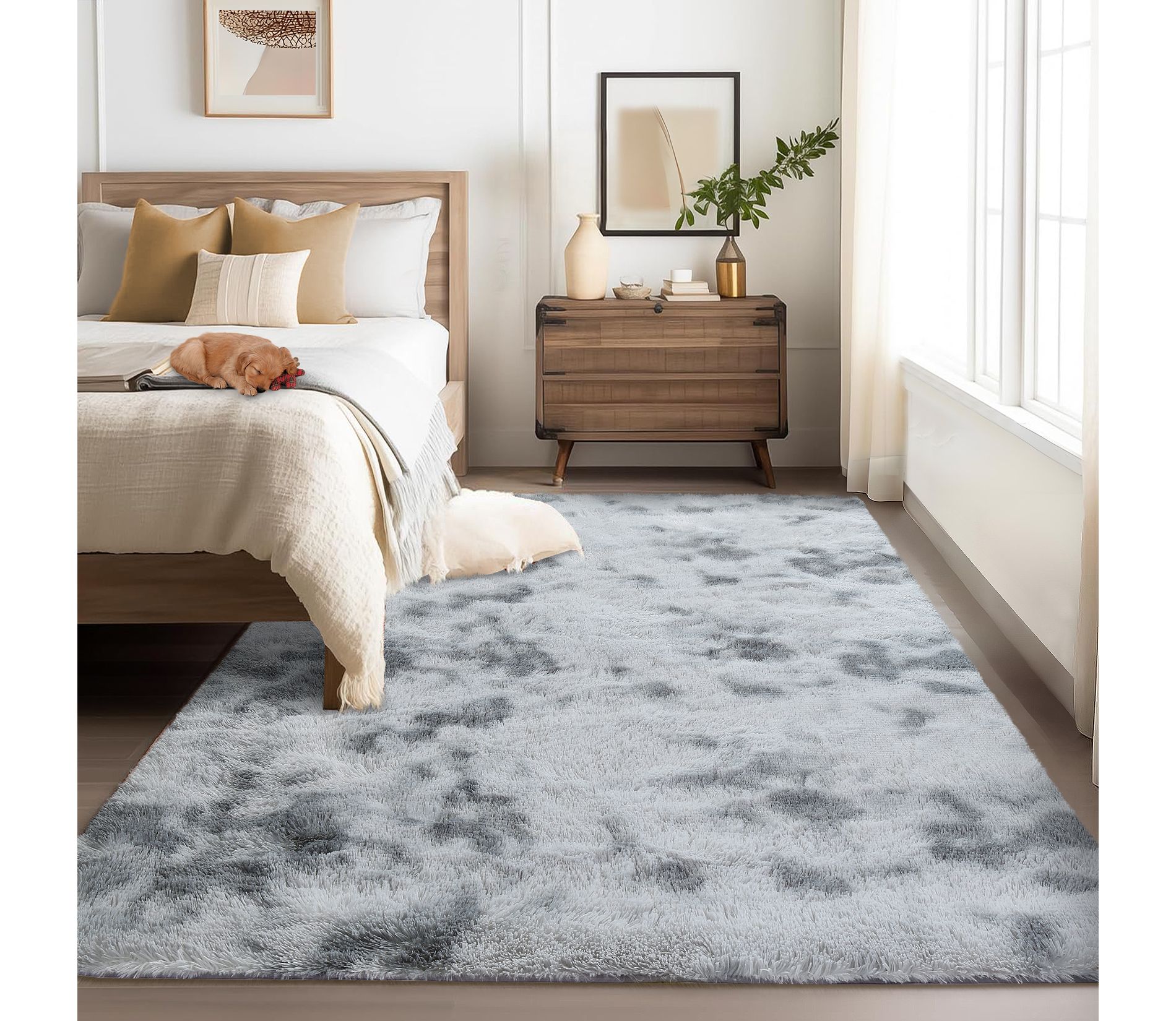Ultra Soft Shag Area Rug – Shaggy Faux Fur Carpet with Non-Slip Backing – Cozy Modern Floor Mat for Bedroom, Living Room, Nursery, Dorm