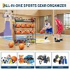 Garage Sports Equipment Organizer,Rolling Ball Storage Bin with Wheels,Gear Outdoor Basketball Racks with Baseball Bat Holder and Hooks,Toy Organizer - 4 of 4