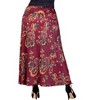 24seven Comfort Apparel Plus Size Wine Print Elastic Waist A Line Maxi Skirt - 3 of 4