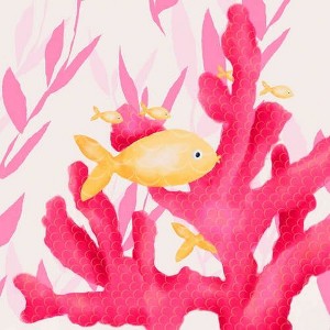 Oopsy Daisy's Red Coral and Little Fish Canvas Wall Art - Size 10x10 - 1 of 1