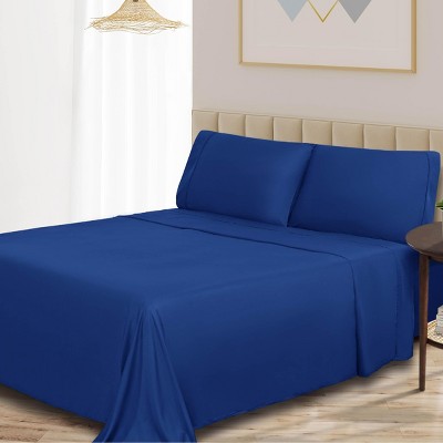 Queen Size Deep Pocket Light Blue Bamboo Cotton Sheet Set