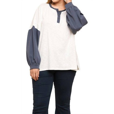 Women's Henley Color Block Top - umgee