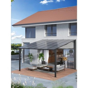 10x12 FT Wall Mounted Hardtop Gazebo, Polycarbonate Roof with Aluminum Frame, All Weather Shelter for Patio Deck and Lawn, Easy Installation - 1 of 4
