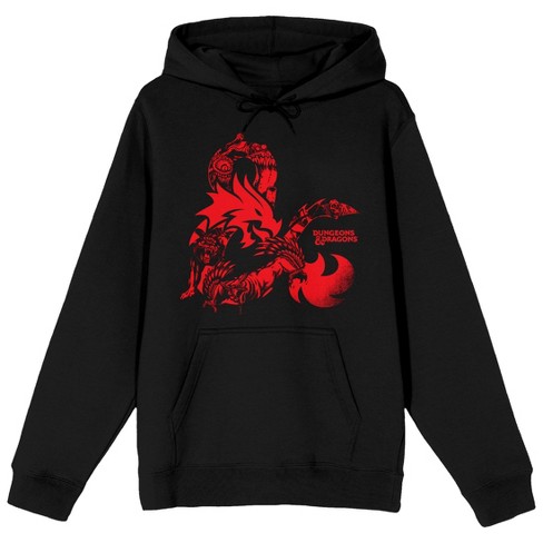 Dungeons Dragons Red Dragon and Title Logo Men s Black Graphic Hoodie Small