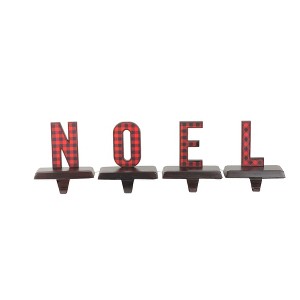 Northlight Buffalo Plaid "NOEL" Christmas Stocking Holder - 6" - Red and Black - Set of 4 - 1 of 3