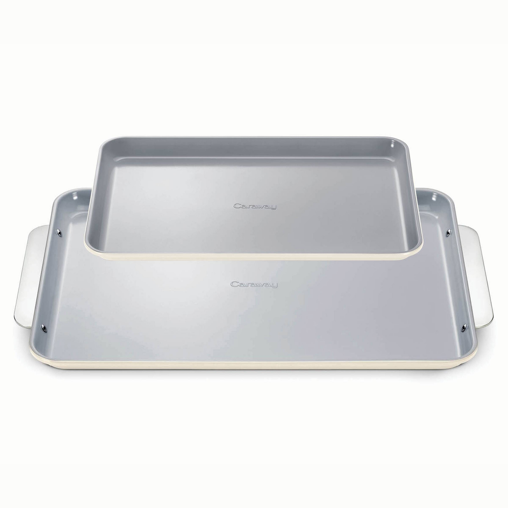 Caraway Home 2pc Duo Baking Sheet Set Cream: Nonstick Bakeware Set with 2 Cookie Sheets, Hand Wash, 1-Year Warranty