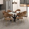 LeisureMod Upholstered Dining Chair inLeather/Velvet with Stainless Steel Legs Bella Series Set of 2 - 3 of 4