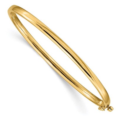 Black Bow Jewelry 3.6mm 14k Yellow Gold Polished Solid Half Round Hinged Bangle Bracelet