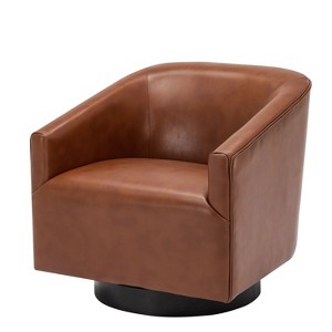 NicBex Faux Leather Accent Chair,Upholstered Living Room Chairs with Curved Backrest and Wood Base,Modern Armchair,Club Chairs for Living Room - 1 of 4