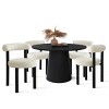 Dwen+Shaun 5-Piece Dining Table Set for 4, 46" Manufactured Grain and 4 Round Seat Beige Boucle Dining Room Chairs -Maison Boucle - 2 of 4