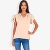 Anna-Kaci Women's Short Sleeve Ruffle Hem V-Neck Blouse Lightweight and Comfortable Casual Top - 3 of 4