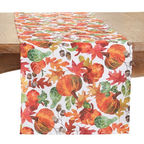 Saro Lifestyle Long Table Runner With Pumpkin Foliage Design, Multi, 16 ...