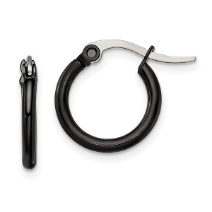 Chisel Stainless Steel Polished Black IP-plated 15.5mm Diameter 2mm Hoop Earrings - 1 of 4