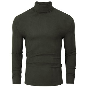 BLUEMING Men's Turtle Neck Sweater Tops Knitted Rib Textured Mens Basic Tops Lightweight Thermal Base Layer - 1 of 4