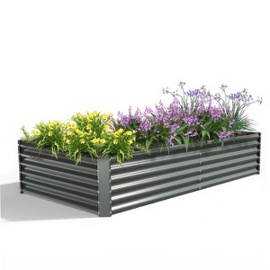 Rbied 8X4X1.5 ft Galvanized Raised Garden Bed, Rectangle Above Ground Modular Metal Planter Boxes, Anti-Rust & Easy-Setup - 1 of 4