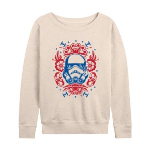 Women's - Star Wars - American Trad Tattoo Lightweight French Terry Wide Neck Long Sleeve Graphic Shirt - 1 of 4