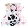 Hudson Baby Infant Girl Animal Face Security Blanket, Farm, One Size - 2 of 4