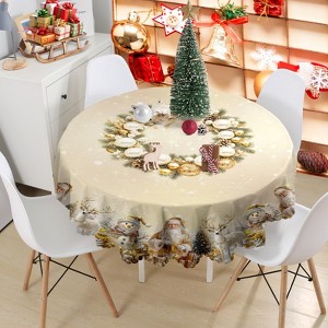 LOVEVOOK Christmas Tablecloth, Snowman Washable Snowflake Table Cloths Stain Resistant Dining Table Cover for Party Holiday Decor - 1 of 4