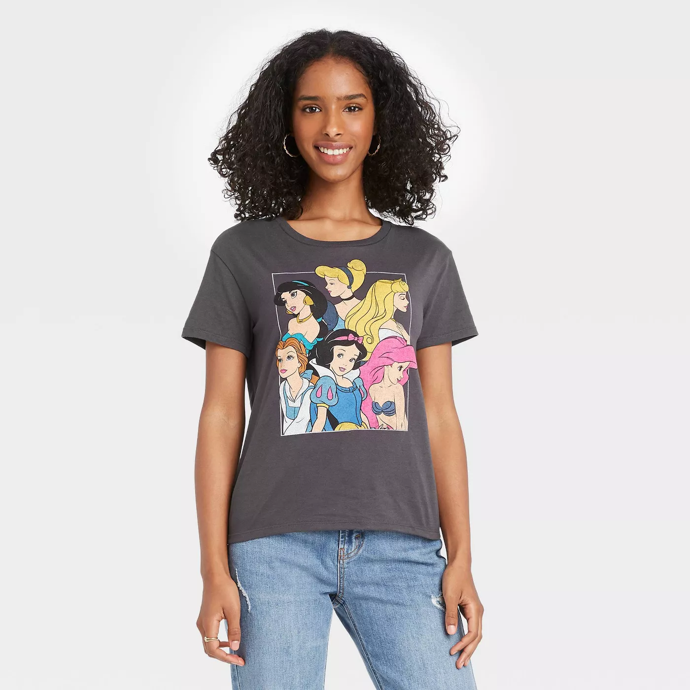Women's Disney Princess Short Sleeve Graphic T-Shirt - Black - image 1 of 9