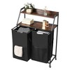 JANSNO 2-Tier Rolling Laundry Hamper with Wooden Tabletop, Metal Frame, Ladder Shelves & Oxford Bags - 2 of 4