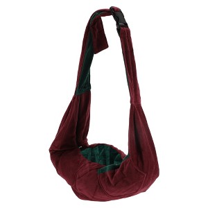 Unique Bargains Pet Sling Carrier Adjustable Pet Sling Wine Red Green - 1 of 4