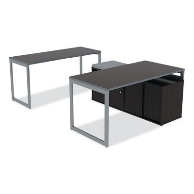 Espresso Woodgrain Laminate Low Storage Cabinet with Sliding Doors