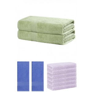 REGALWOVEN Absorbent Solid Bath Hand Face Cloths Cotton Towels 3 Piece Sets - 1 of 4
