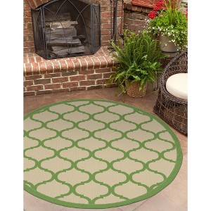 Unique Loom    Outdoor Trellis Moroccan Area Rug - 1 of 4