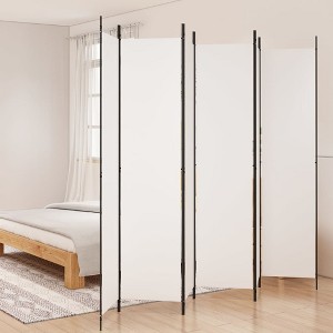 vidaXL 6-Panel Room Divider - Versatile 118.1”x86.6” Space Divider, Made of Durable 100% Polyester Fabric, Foldable Design for Easy Storage, White - 1 of 4