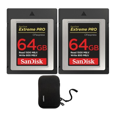 SanDisk 64GB Extreme PRO Type B CFexpress Card (2-Pack) with Storage Case