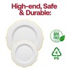 Smarty Had A Party 10.25" White with Gold Rim Round Blossom Disposable Plastic Dinner Plates (120 Plates) - image 4 of 4