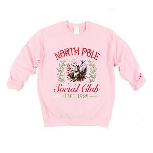 Simply Sage Market Women's Graphic Sweatshirt North Pole Social Club Reindeer - 1 of 4