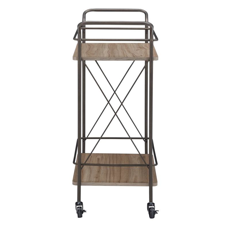 Raddatz Metal X Frame Bar Cart with Wood Shelf Bronze/Walnut - Inspire Q, 5 of 8