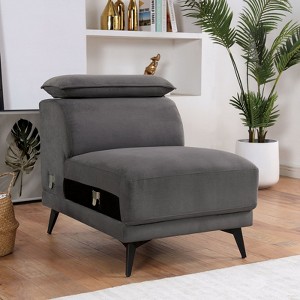 Sapphtopaz Modern Accent Chair with Adjustable Headrest&Pillow On Armrest Comfy Chair with Steel Legs Leisure Chairs for Living Room, Bedroom - 1 of 4