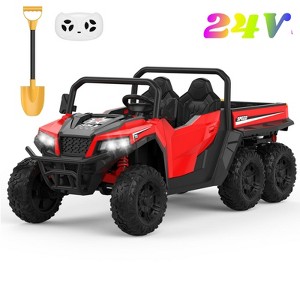 Garvee 24V 4WD 6-Wheel Ride On Dump Truck for Kids, 2-Seater Electric Truck with Remote Control, Motorized Dump Bed, Shovel, LED Lights & Music - 1 of 4