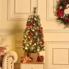 Small Xmas Tree, Mini Christmas Tree w/Lights, 3ft Christmas Tree pre-lit w/78 Warm White LED Lights,Red Berry Clusters and Cloth Bag Base,2pcs - 3 of 4